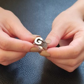 925 Ayar Gümüş Monogram G Harfi Bayan Yüzüğü