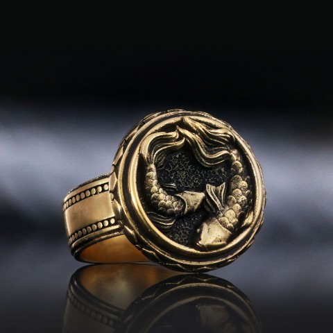 925 Ayar Gümüş Özel Üretim Balık Burcu Yüzük