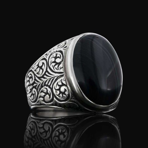 Agat Taşlı Özel Tasarım Erkek Gümüş Yüzük, Agat Taşlı Yüzük, Agat Yüzük