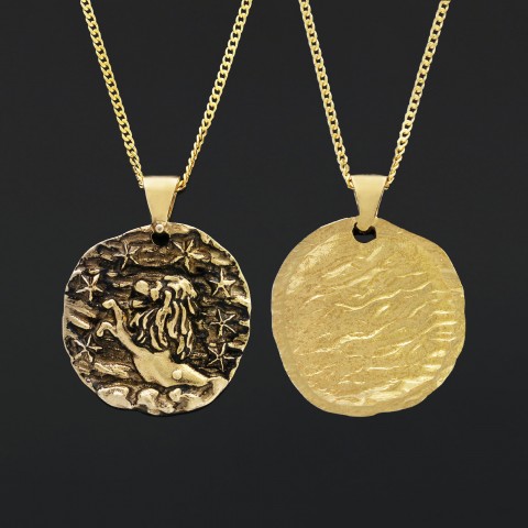 Aslan Burcu Kolye Altın Kaplama Özel Tasarım Koleksiyonu