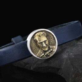 Atatürk Silüetli Deri Bileklik