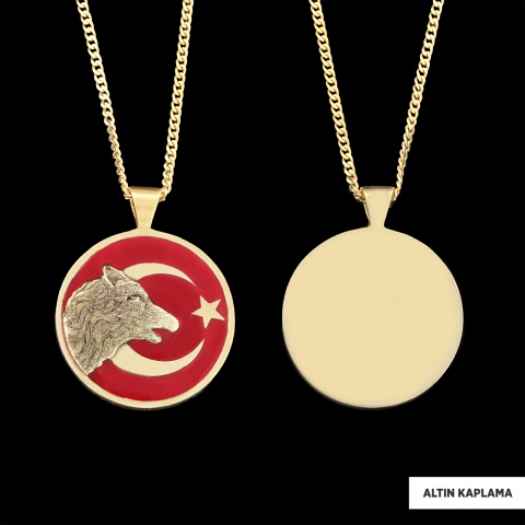 Ay Yıldız Bozkurt Kolye, Özel Tasarım Ay Yıldız Ulu Bozkurt Kolye, Gümüş Ay Yıldız Yalnız Kurt Kolye
