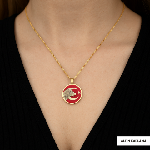 Ay Yıldız Bozkurt Kolye, Özel Tasarım Ay Yıldız Ulu Bozkurt Kolye, Gümüş Ay Yıldız Yalnız Kurt Kolye