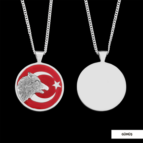 Ay Yıldız Bozkurt Kolye, Özel Tasarım Ay Yıldız Ulu Bozkurt Kolye, Gümüş Ay Yıldız Yalnız Kurt Kolye