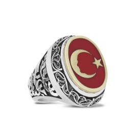 Ay Yıldız İçinde Atatürk Silüetli Yüzük