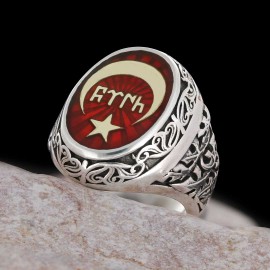 Ay Yıldız İçinde Göktürkçe Türk Yüzüğü