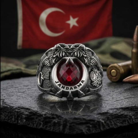 Çift Başlı Kartal Jandarma Uzman Komando Yüzüğü 2026 Osmanlı Devlet Armalı