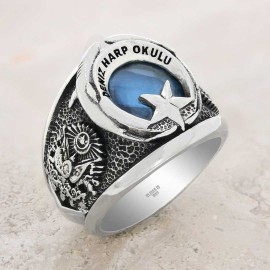 925 Ayar Gümüş Özel Üretim Deniz Harp Okulu Yüzüğü 240
