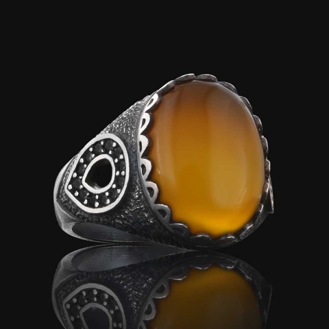 Doğal Sarı Akik Yüzükler, Şık ve Modern Sarı Akik Yüzükler