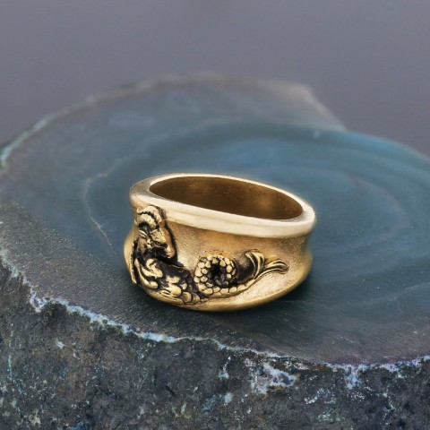 Doğum Haritalı Özel Tasarım Oğlak Burcu Gümüş Yüzük