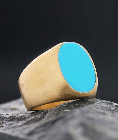 Firuze Taşlı Taşlı Gümüş Yüzük, Özel Tasarım Oval Firuze Taşlı Yüzük, Sade Firuze Taşlı Yüzük