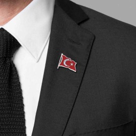 Gümüş Taşlı Türk Bayrağı Rozet