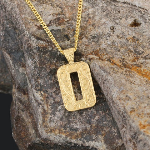 Gümüş ve Gold Kaplama Özel Üretim Üç Boyutlu O Harfli Kolye