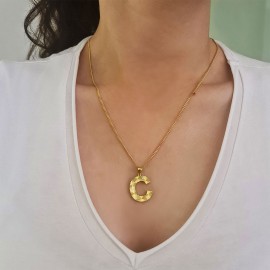 İsim Baş Harfli Gümüş El Yapımı C Harfli Kadın Kolye