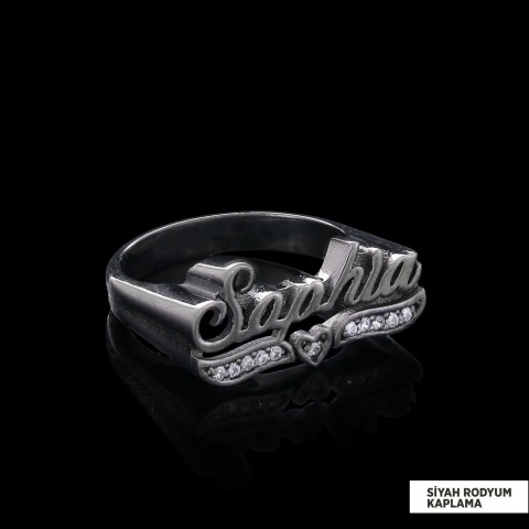 İsimli Özel Tasarım Taşlı Gümüş Yüzük