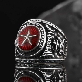 Kara Harp Okulu  2017 Yüzük, KHO Kırmızı Mine Üzerine Yıldız Yüzük, Harbiye Anı Yüzüğü, Askeri Süvari Sembollü Harp Okulu Yüzüğü