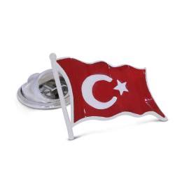 Kırmızı Mineli Türk Bayrağı Rozet