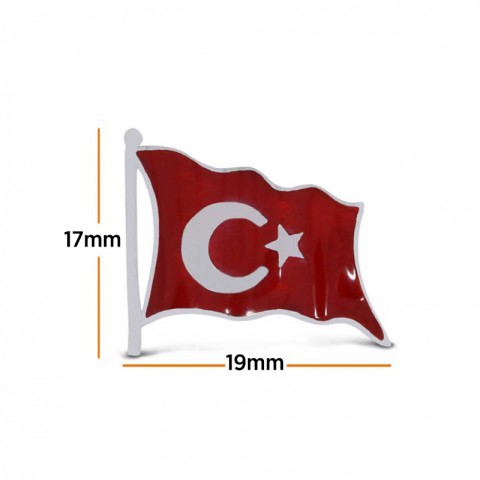 Kırmızı Mineli Türk Bayrağı Rozet
