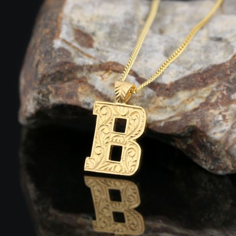 Kişiye Özel Baş Harfli 925 Ayar Gümüş El Yapımı B Kadın Kolye