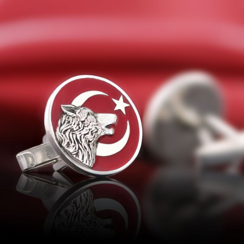 Kurt Kol Düğmesi, 925 Ayar Gümüş Kurt Kol Düğmesi, Özel Tasarım ve Usta El İşçiliği Kol Düğmesi