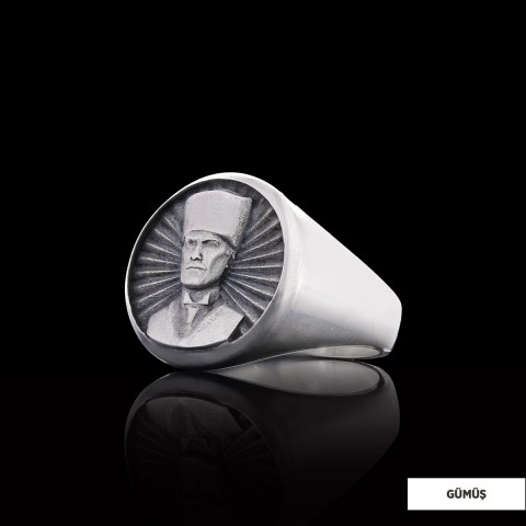 Mustafa Kemal Atatürk 3 Boyutlu Gümüş Yüzük