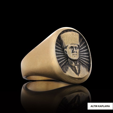 Mustafa Kemal Atatürk Portreli 925 Ayar Gümüş Yüzük
