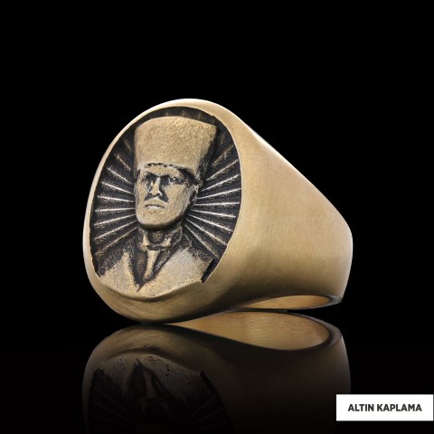 Mustafa Kemal Atatürk Portreli 925 Ayar Gümüş Yüzük