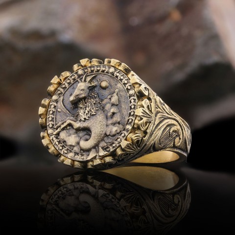 Oğlak Burcu Yüzük, 925 Ayar Gümüş Oğlak Burç Yüzük