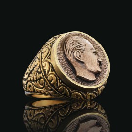 Özel Tasarım 925 Ayar Gümüş Atatürk Silüetli Yüzük