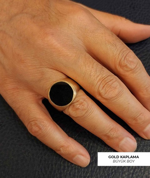 Özel Tasarım Yuvarlak Oniks Taşlı Yüzük, Sade Oniks Taşlı Yüzük, Oniks Taşlı Gümüş Yüzük