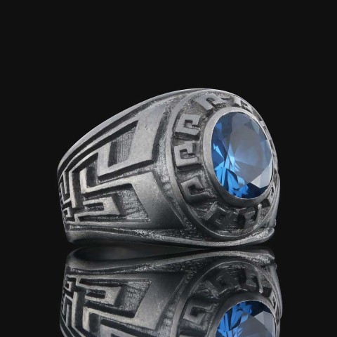 Özel Üretim Blue Spinel Taşlı Gümüş Erkek Yüzük, Blue Spinel Taşlı Yüzükler ile Göz Kamaştırıcı Zarafet