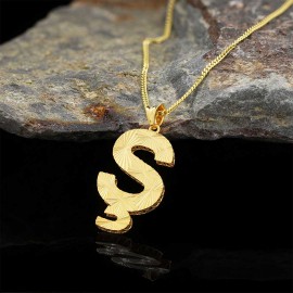 Özel Üretim Gümüş ve Gold Kaplama Unisex Üç Boyutlu Ş Harfli Hediye Kolye