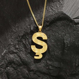 Özel Üretim Gümüş ve Gold Kaplama Unisex Üç Boyutlu Ş Harfli Hediye Kolye