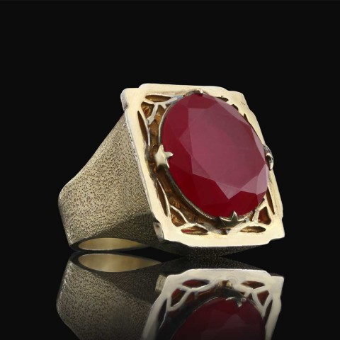 Ruby Taşlı Gümüş Yüzük