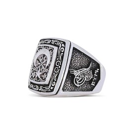 Selçuklu Kartalı Figürlü Tuğralı Ay Yıldız Yüzük