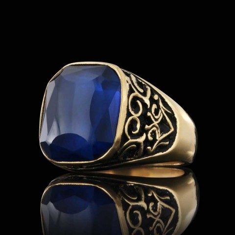 Sonsuz Şıklık ve Güç Özel Tasarım Safir Taşlı Erkek Yüzük, Safir Taşlı Erkek Yüzüğü ile Farkınızı Gösterin