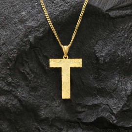 T Harfli Unisex Üç Boyutlu Özel Üretim Gümüş ve Gold Kaplama Hediye Kolye