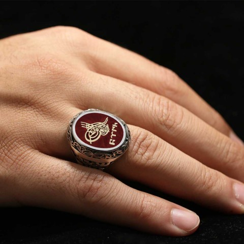 Tuğralı Gümüş Erkek Yüzüğü 925 Ayar Tuğralı Gümüş Erkek Yüzüğü 925 Ayar