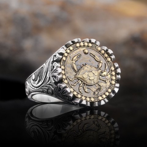 Yengeç Burcu Yüzük, 925 Ayar Gümüş Yengeç Burç Yüzük